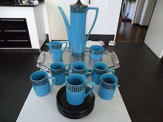 Retro Portmeirion England "Greek Key" Coffee Set By Susan Williams-Ellis