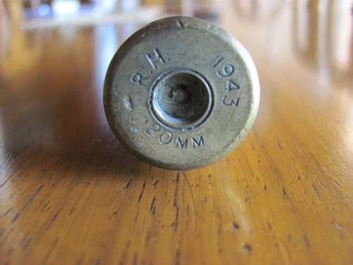Cartridge 20x110mm Rimless 1943 Explosive projectile Deactivated