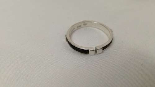 Sterling silver bangle and ring set with elephant hair
