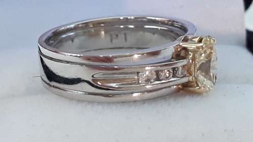 Platinum and 18k diamond ring