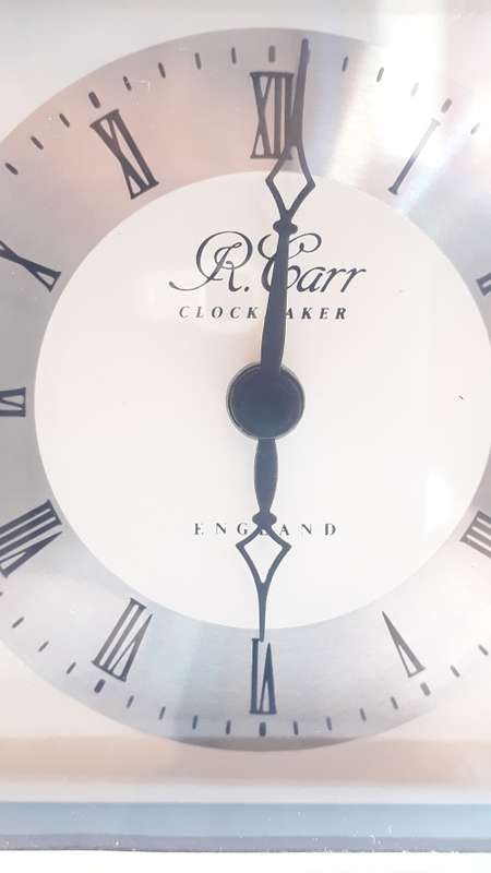 R Carr silver clock