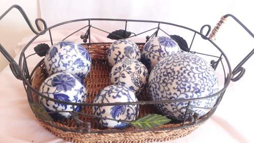 Vintage Porcelain blue and white balls