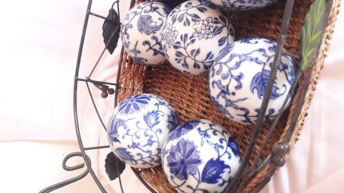 Vintage Porcelain blue and white balls