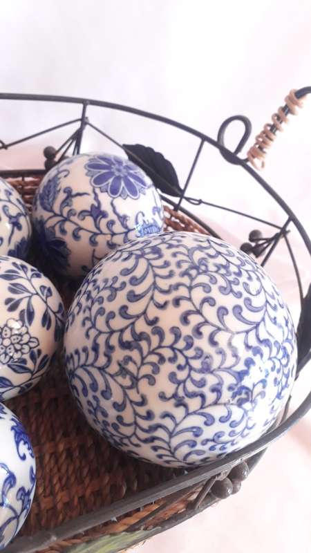 Vintage Porcelain blue and white balls