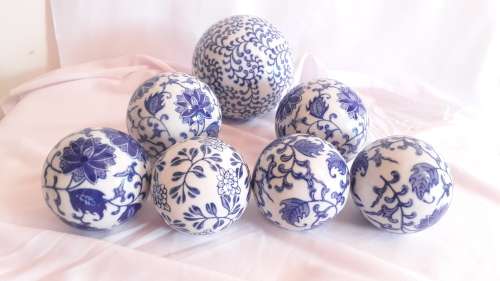 Vintage Porcelain blue and white balls