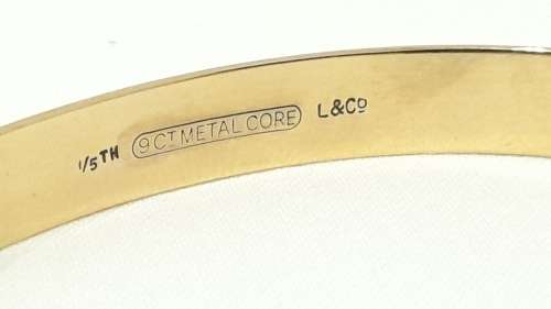 Vintage 9ct gold on Metal Core bangle