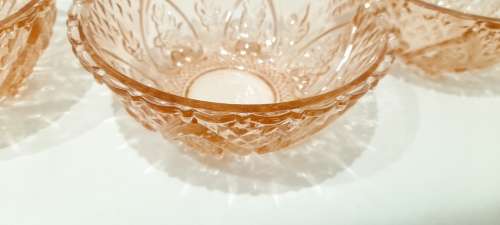 Vintage pink `Fleur De Lis` dessert bowls