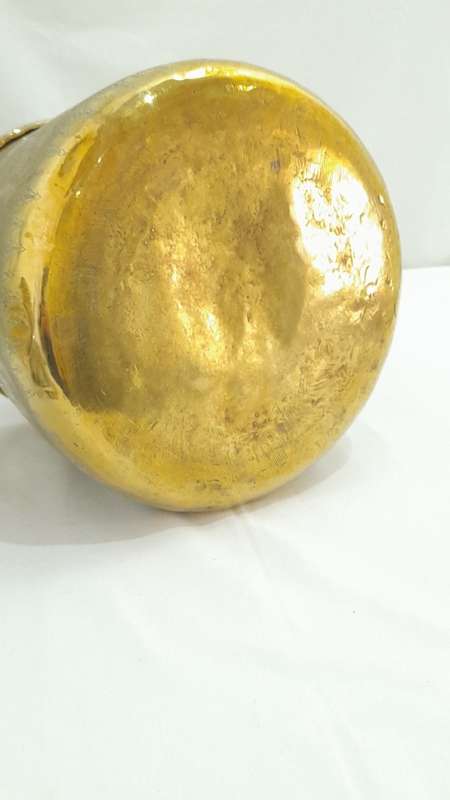Antique Syrian Damascene copper plant pot
