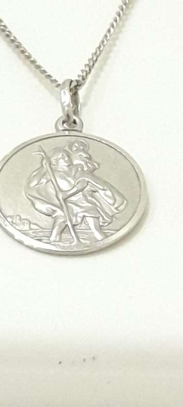 Sterling silver St Christopher disc on chain