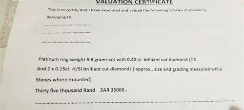 Platinum and diamond ring