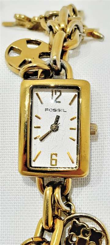 Fossil Cross charm bracelet watch