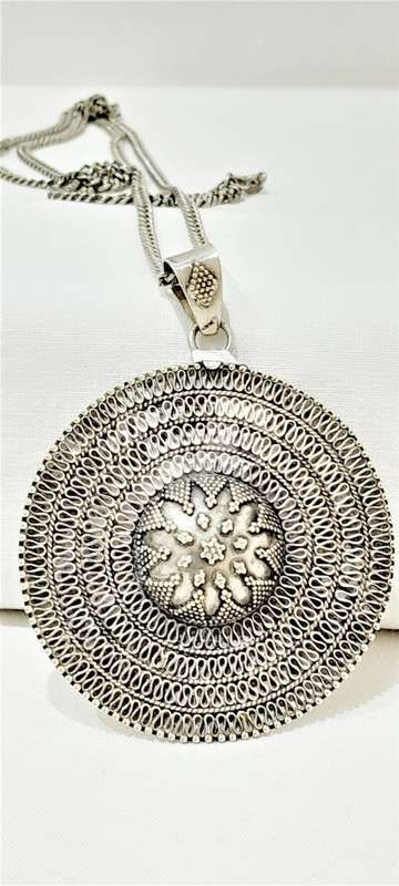 Sterling silver chunky boho style pendant and chain