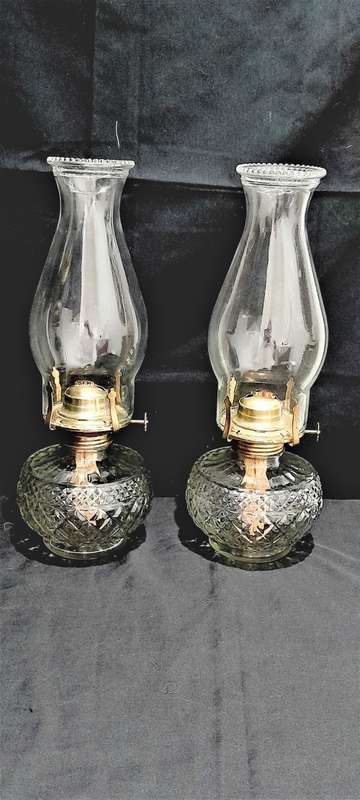 Vintage crystal kerosene lamps