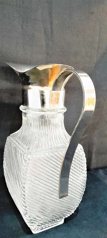 Vintage crystal and silver plate pitcher