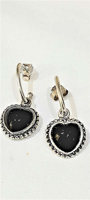 Pandora sterling silver `Mi Amor` earrings