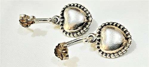 Pandora sterling silver `Mi Amor` earrings