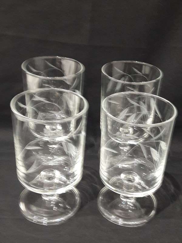 1950s etched wine goblets