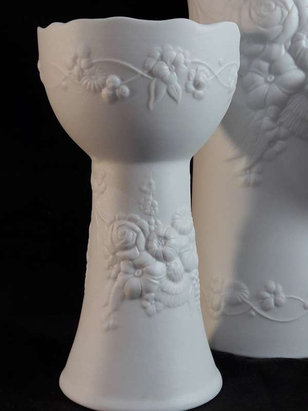 1970s Kaiser bisque porcelain vase and candle holders