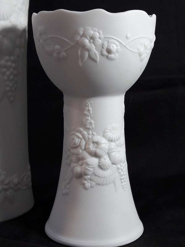 1970s Kaiser bisque porcelain vase and candle holders