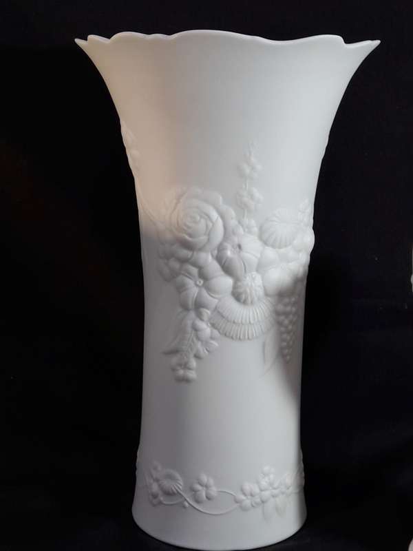 1970s Kaiser bisque porcelain vase and candle holders