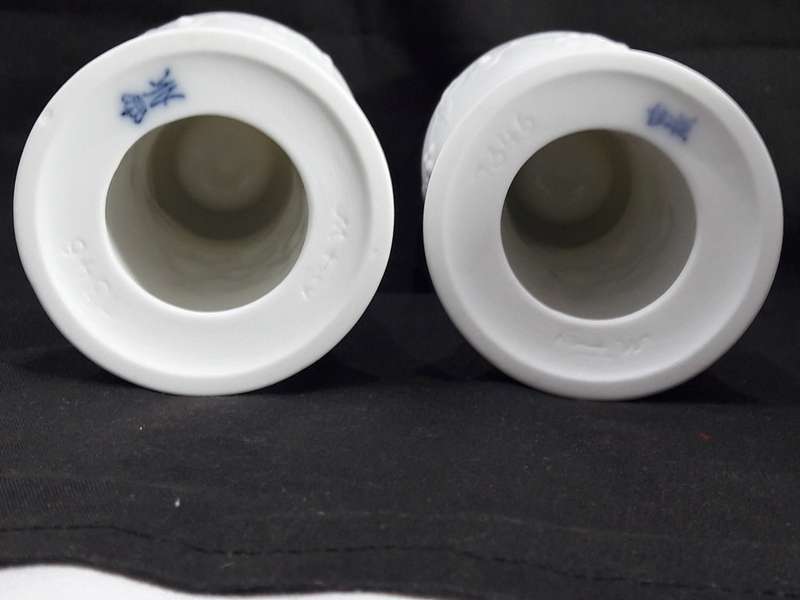 1970s Kaiser bisque porcelain vase and candle holders