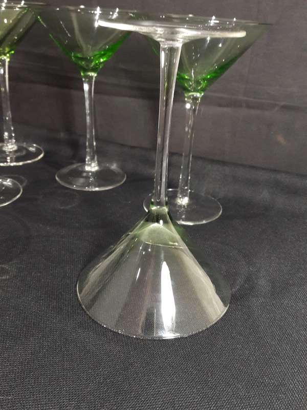 Vintage lime green hand blown Martini glasses
