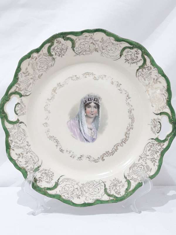 Antique Royal Saxe portrait cookie plate