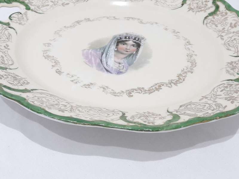 Antique Royal Saxe portrait cookie plate