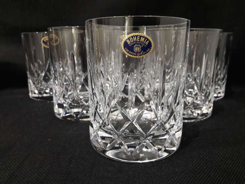 Vintage Bohemia crystal whiskey tumblers