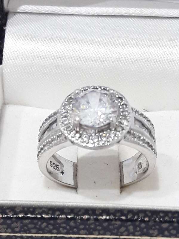 Sterling silver and cubic zirconia ring
