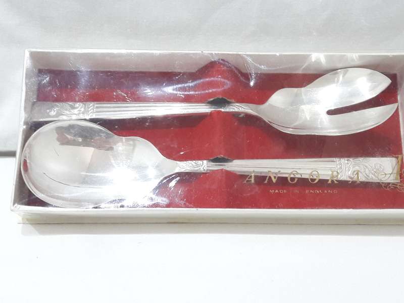 Vintage Angora silver plate salad servers