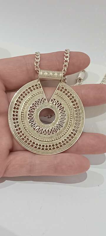 Sterling silver large pendant on chain