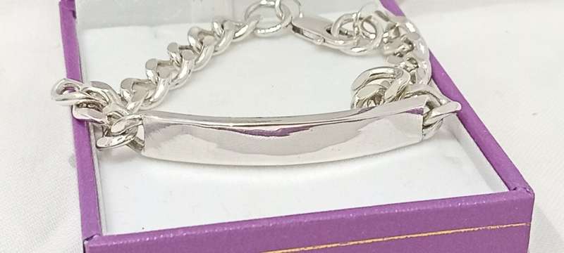 Sterling silver men`s ID bracelet