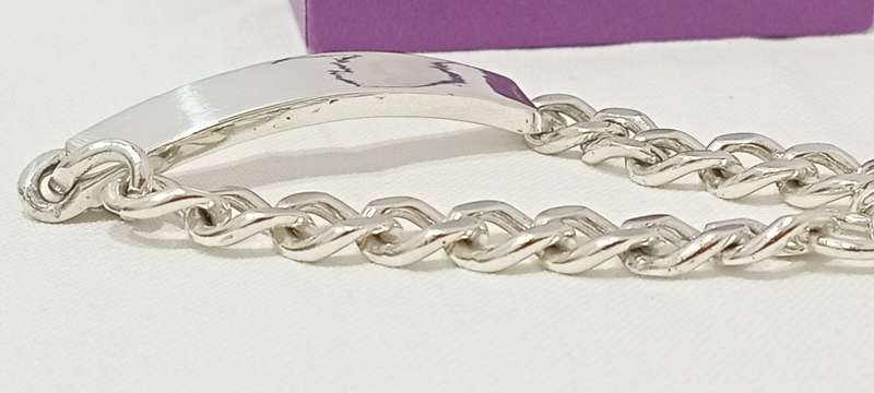 Sterling silver men`s ID bracelet