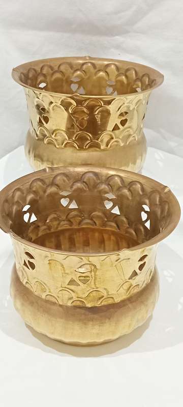 Vintage brass on copper planters