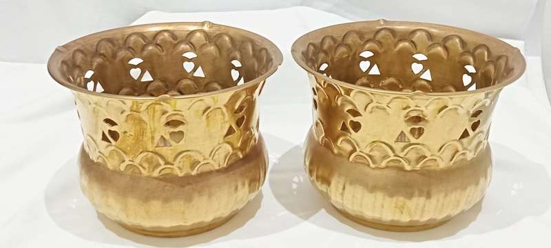 Vintage brass on copper planters