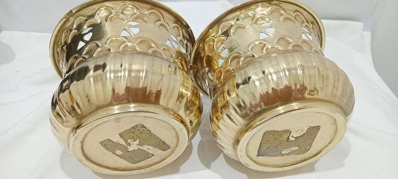 Vintage brass on copper planters