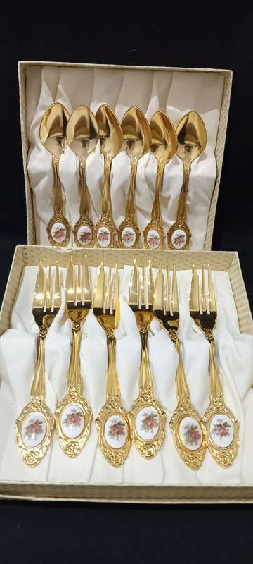 Vintage Eetrite 24k gold plated cutlery set
