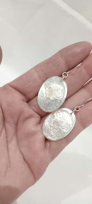 Vintage Mother of Pearl cameo earrings