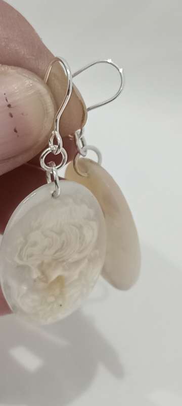 Vintage Mother of Pearl cameo earrings