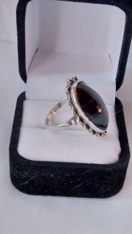 Vintage silver ring with black tiger eye
