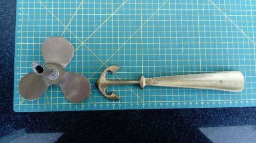 Brass Propeller Pen Holder & Antique Brass Ships Anchor Shoe Horn
