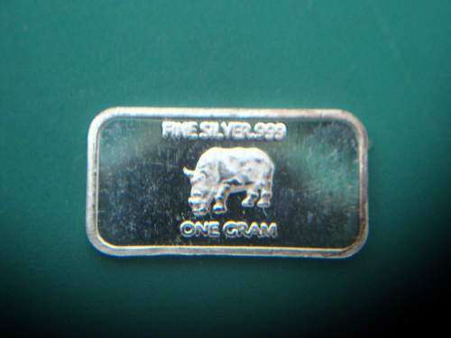 Lot of One Gram .999 Fine Silver Rhino Bars - 8 bars in total