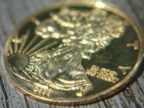 Lot of 24ct Gold Plated .999 Silver Liberty 1 gram Coins - 5 x Coins - One bid takes all.