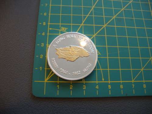 Gold & Silver Plated Mandela "A Long Walk to Freedom" commemorative token.