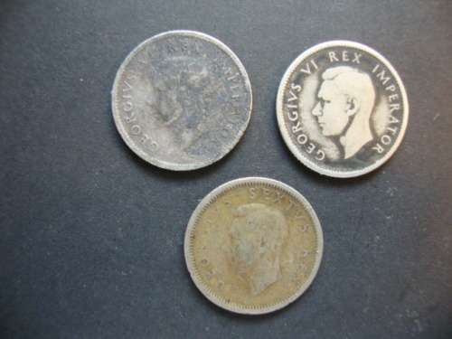 Lot of THREE Silver Sixpence - One bid takes all.