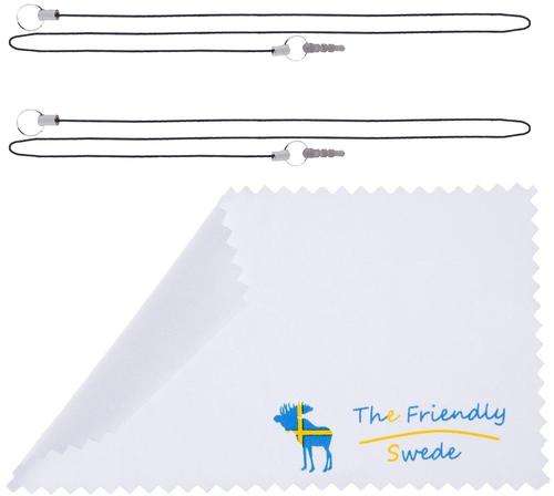 2 x 15 inch elastic detachable stylus lanyards and The Friendly Swede® microfiber cleaning cloth 5.5x3.0