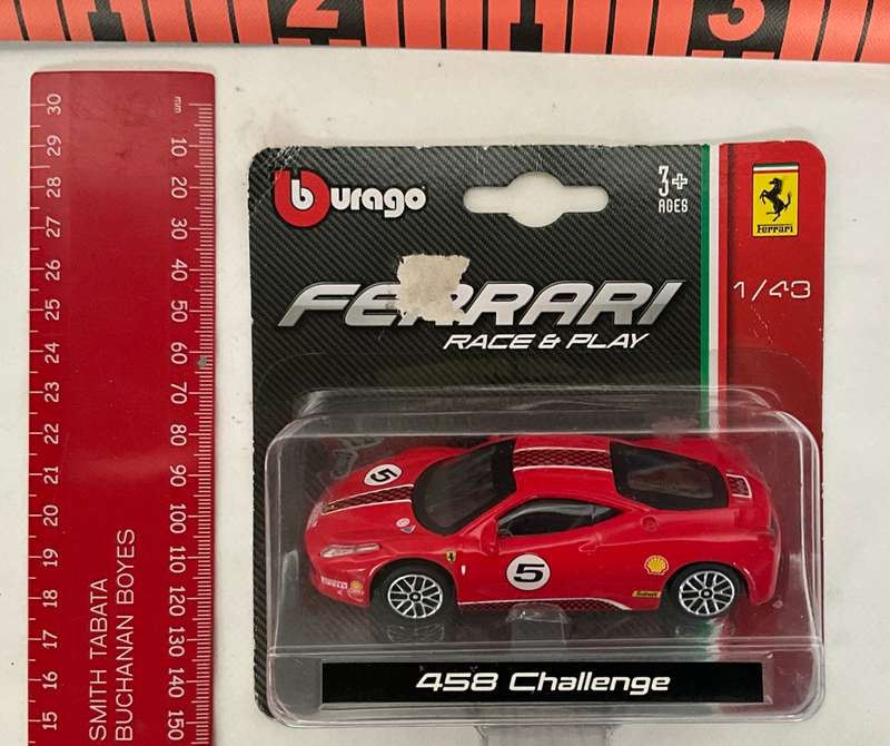 Still boxed Bburago Ferrari race and play model car (458 Challenge)