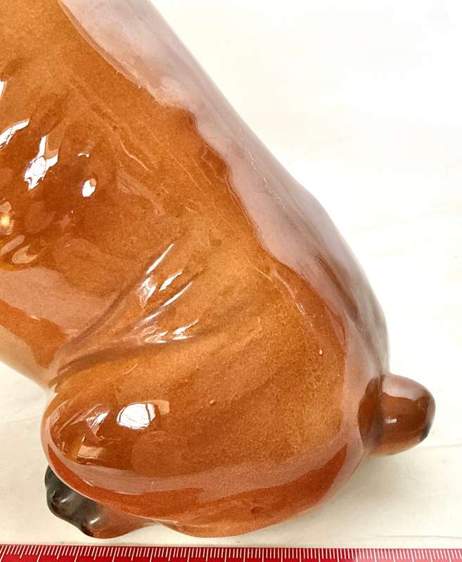 Large ceramic seated boxer dog (looks handpainted and ready for mischief!)