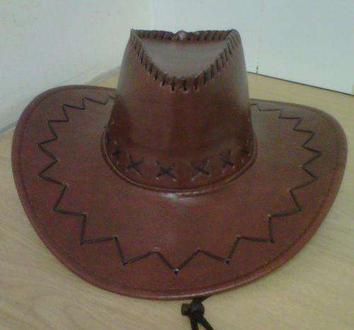 Cowboy Hat Leather look brown fancy dress party hat Stetson Style cowboy hat